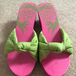 Usindo Sandal -size 7 (fits8) Pink/Lime Green
